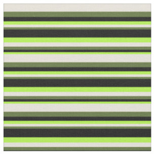 Light Green, Black, Dark Olive Green & Beige Fabric