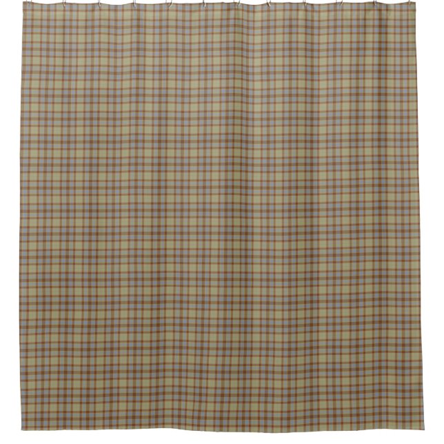 Light Green Blue Tartan Plaid Shower Curtain (Front)