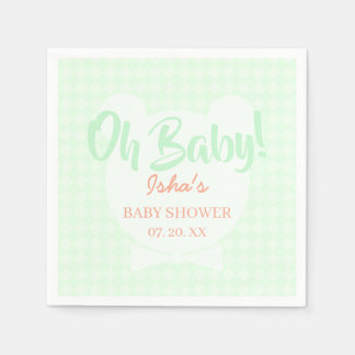 Light Green Bow tie Bear baby Shower Paper Napkin