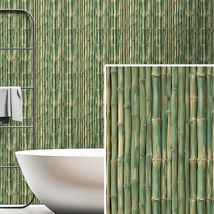 Light Green Brown Bamboo Wall Fence Painting