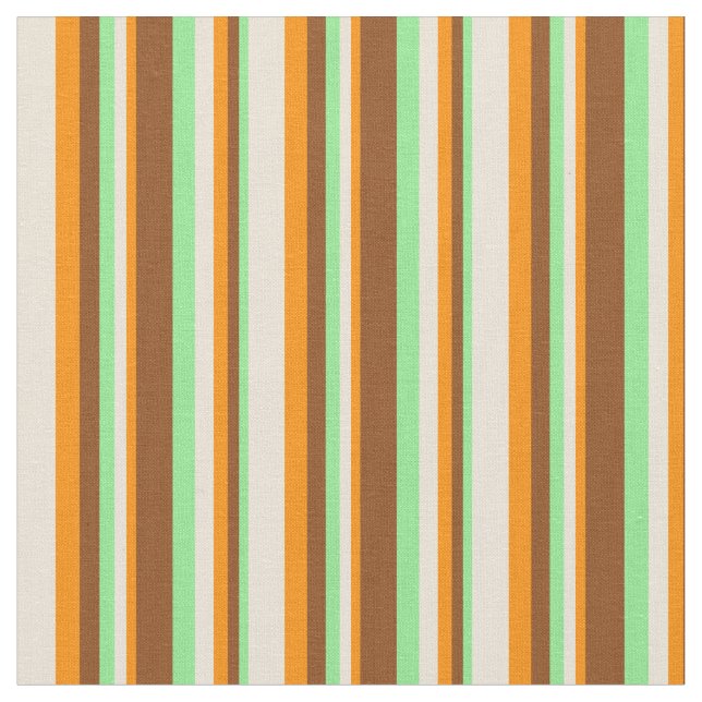 Light Green, Brown, Dark Orange & Bisque Coloured Fabric (Close Up)