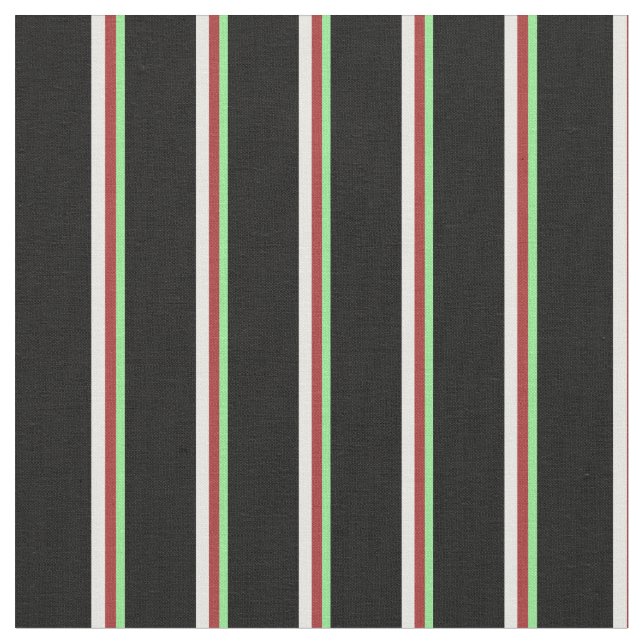Light Green, Brown, White & Black Stripes Pattern Fabric (Close Up)