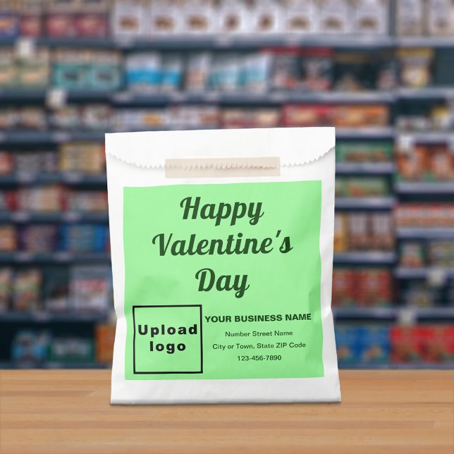 Light Green Business Brand; Valentine; Paper Bag (Light green business brand with Valentine greeting on paper bag.)