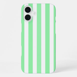 Light green candy stripes iPhone 16 plus case