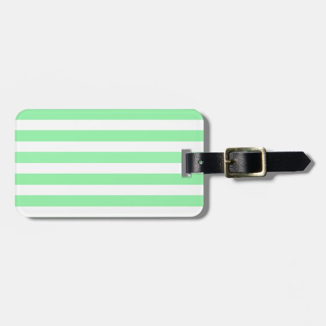 Light green candy stripes luggage tag (Front Horizontal)