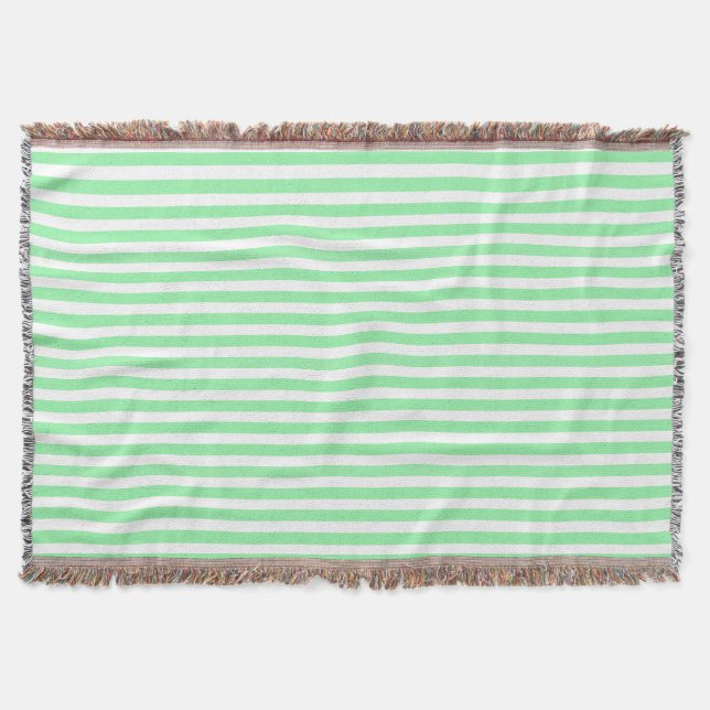 Light green candy stripes throw blanket (Front)