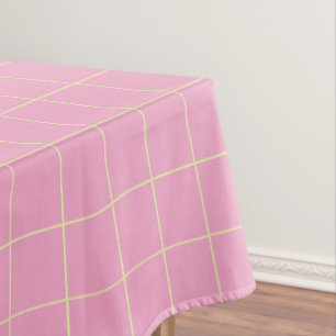 Light Green Cell Pattern Pink Checkered Plaid. Tablecloth