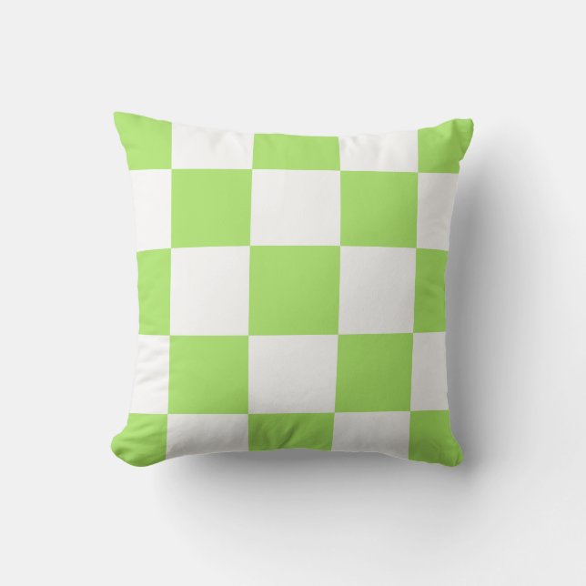 Light Green Chequered Large Scale Retro Pattern  Cushion (Front)
