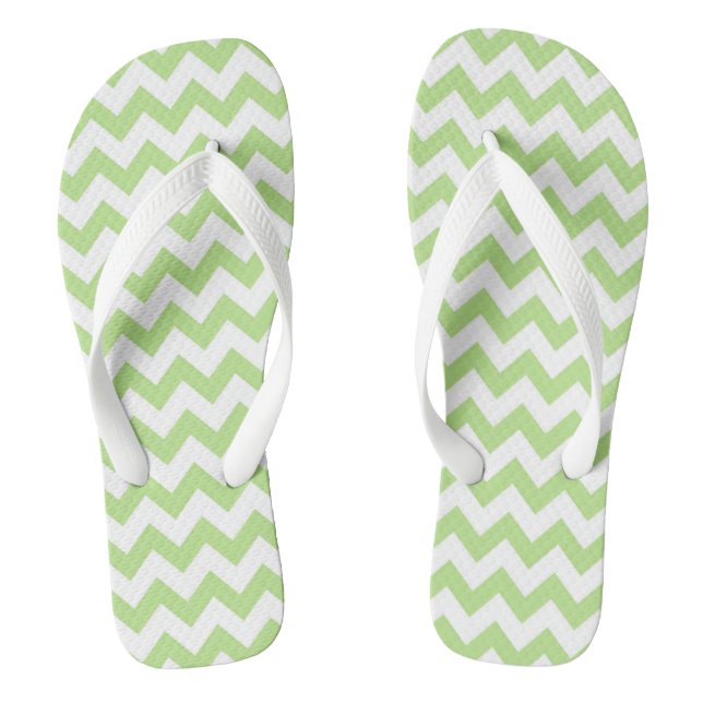 Light Green Chevron Patterned Flip Flops (Footbed)