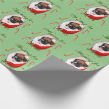 Light Green Christmas Boxer puppy wrapping paper