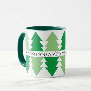 Light Green Christmas Tree Design Merry Christmas Mug
