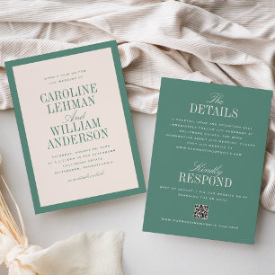Light Green Classic Elegant Double-Sided Wedding  Invitation