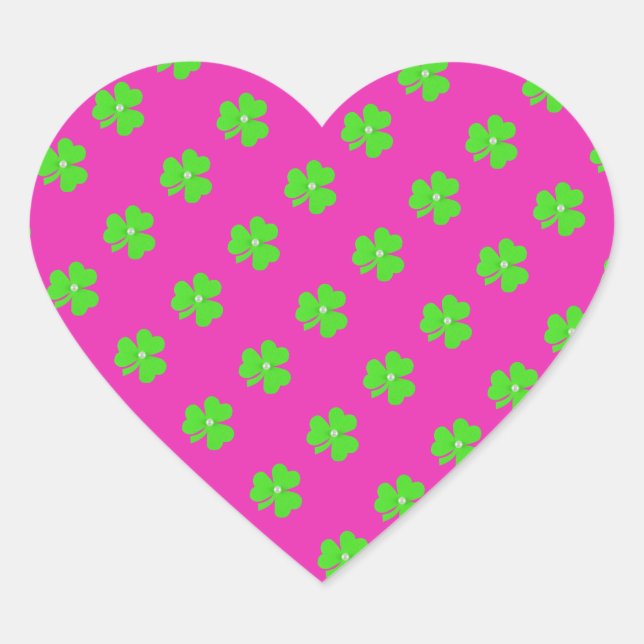 Light green clover for St. Patrick's day Heart Sticker (Front)