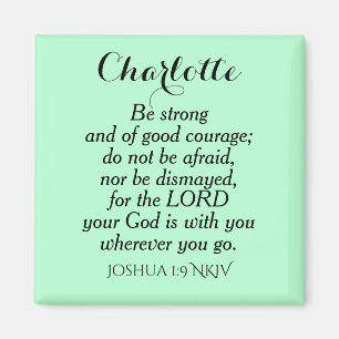Light Green Courage Bible Verse Custom Name Simple Magnet