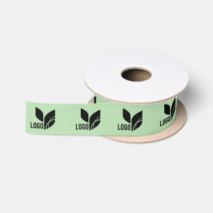 Light Green Custom Business Logo Satin Ribbon
