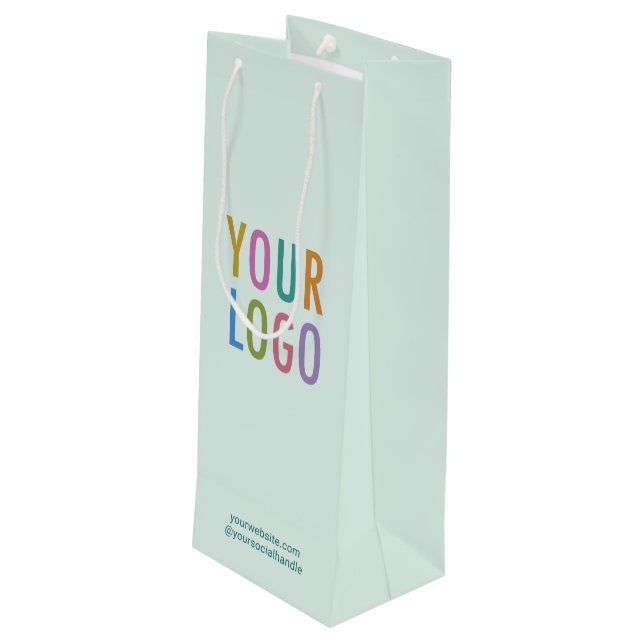 Light Green Custom Wine Bag with Logo No Minimum (Back Angled)