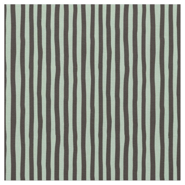 Light Green & Dark Brown Wonky Stripes Fabric (Close Up)