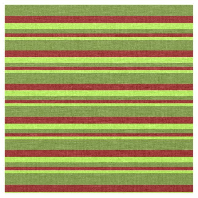 Light Green, Dark Red, and Green Coloured Stripes Fabric (Close Up)