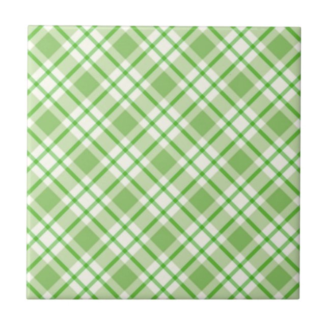 Light green diagonal check pattern ceramic tile (Front)