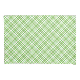 Light green diagonal check pattern pillowcase