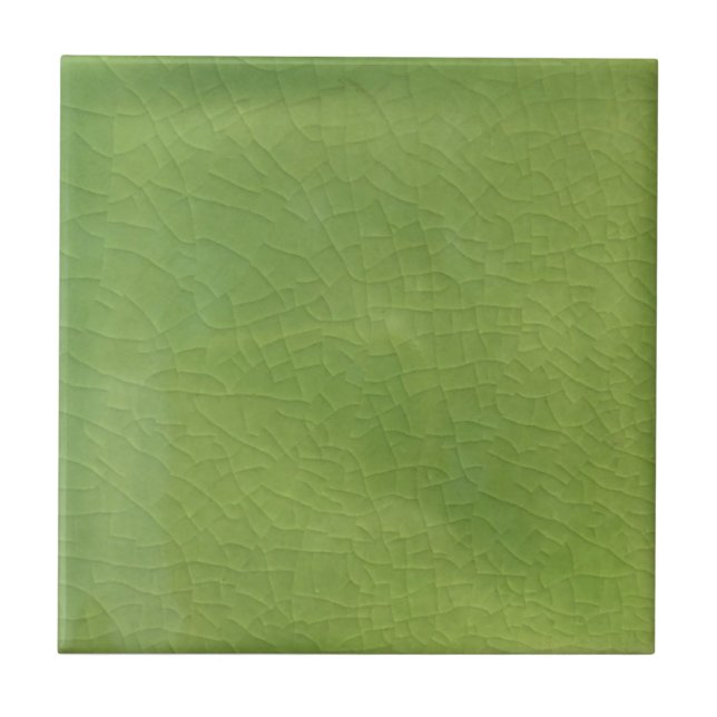 Light Green Faux Crackled Crazed Repro Antique Ceramic Tile (Front)