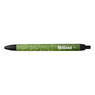 Light green faux glitter sparkles Personalise Black Ink Pen