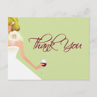 Light green flat thank you card bridal wine