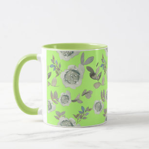 Light Green Floral Mug
