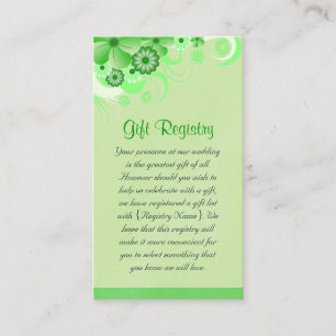 Light Green Floral Wedding Gift Registry Enclosure Card