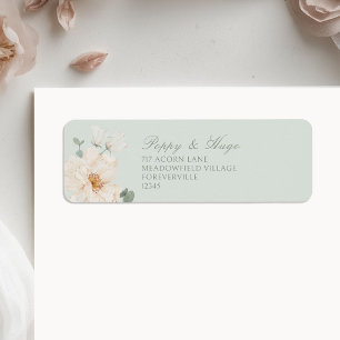 Light Green Floral Wedding Return Address Label