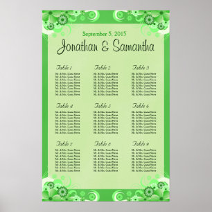 Light Green Floral Wedding Table Seating Chart