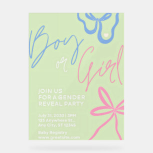 Light Green Gender Reveal Party Invitation  Acrylic Sign