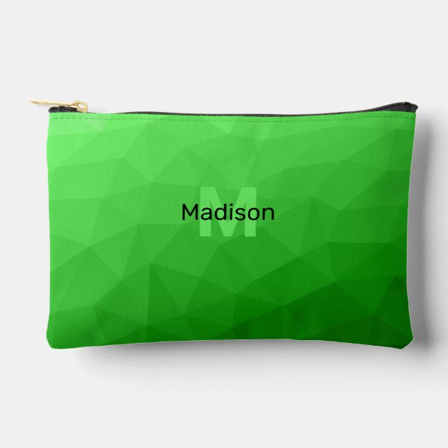 Light green geometric mesh pattern Monogram Accessory Pouch (Front)