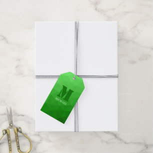 Light green geometric mesh pattern Monogram Gift Tags
