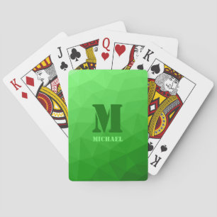 Light green geometric mesh pattern Monogram Playing Cards