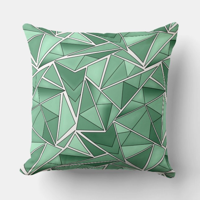Light green geometric shapes modern  cushion (Front)