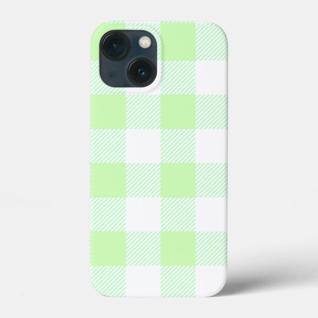 Light Green Gingham Check Pattern Case-Mate iPhone Case (Back)