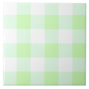 Light Green Gingham Check Pattern Ceramic Tile
