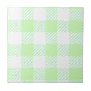 Light Green Gingham Check Pattern Ceramic Tile