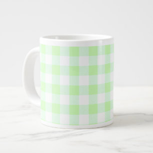 Light Green Gingham Check Pattern Large Coffee Mug