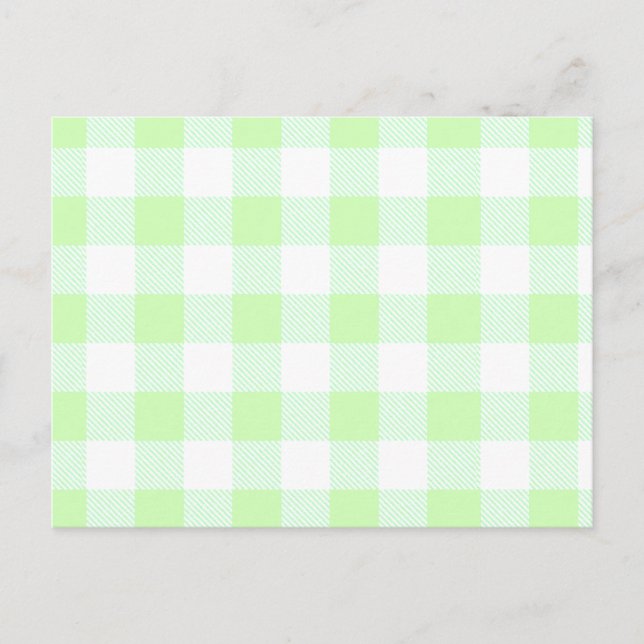 Light Green Gingham Check Pattern Postcard (Front)
