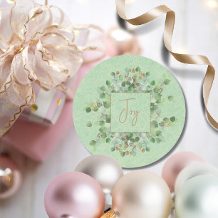 Light Green Glitter Eucalyptus Classic Round Sticker