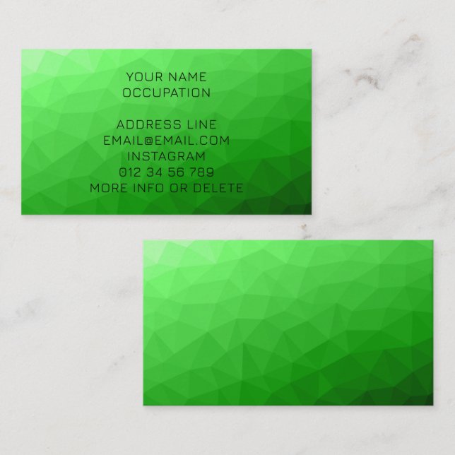 Light green gradient geometric mesh bright pattern business card (Front/Back)