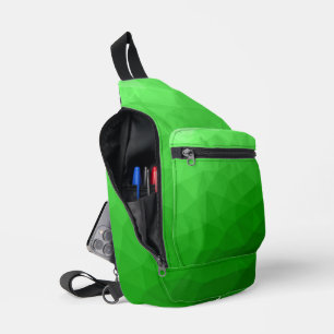 Light green gradient geometric mesh pattern sling bag