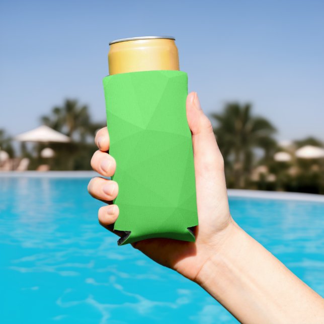Light green gradient geometry mesh pattern seltzer can cooler (In Situ Pool)