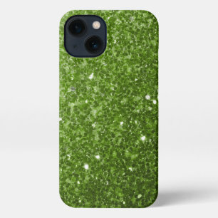 Light green greenery faux glitter sparkles iPhone 13 case