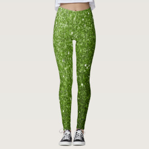 Light green greenery faux glitter sparkles leggings