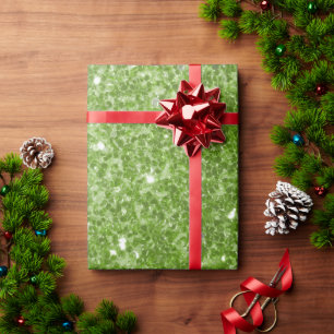 Light green greenery faux glitter sparkles wrapping paper