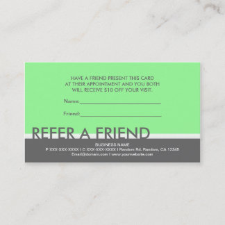 Light green grey simple refer a friend cards