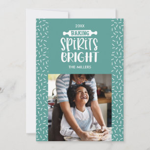 Light Green Holiday Baking Spirits Bright Photo Card